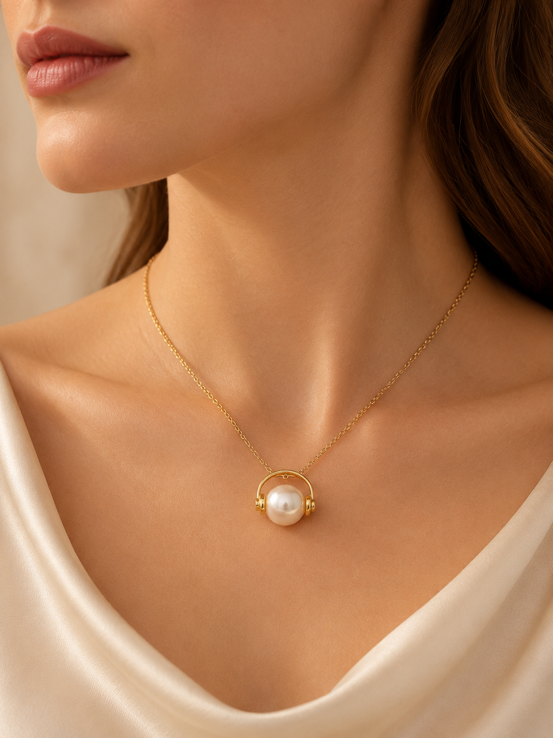 Headphone Necklace with Pearl