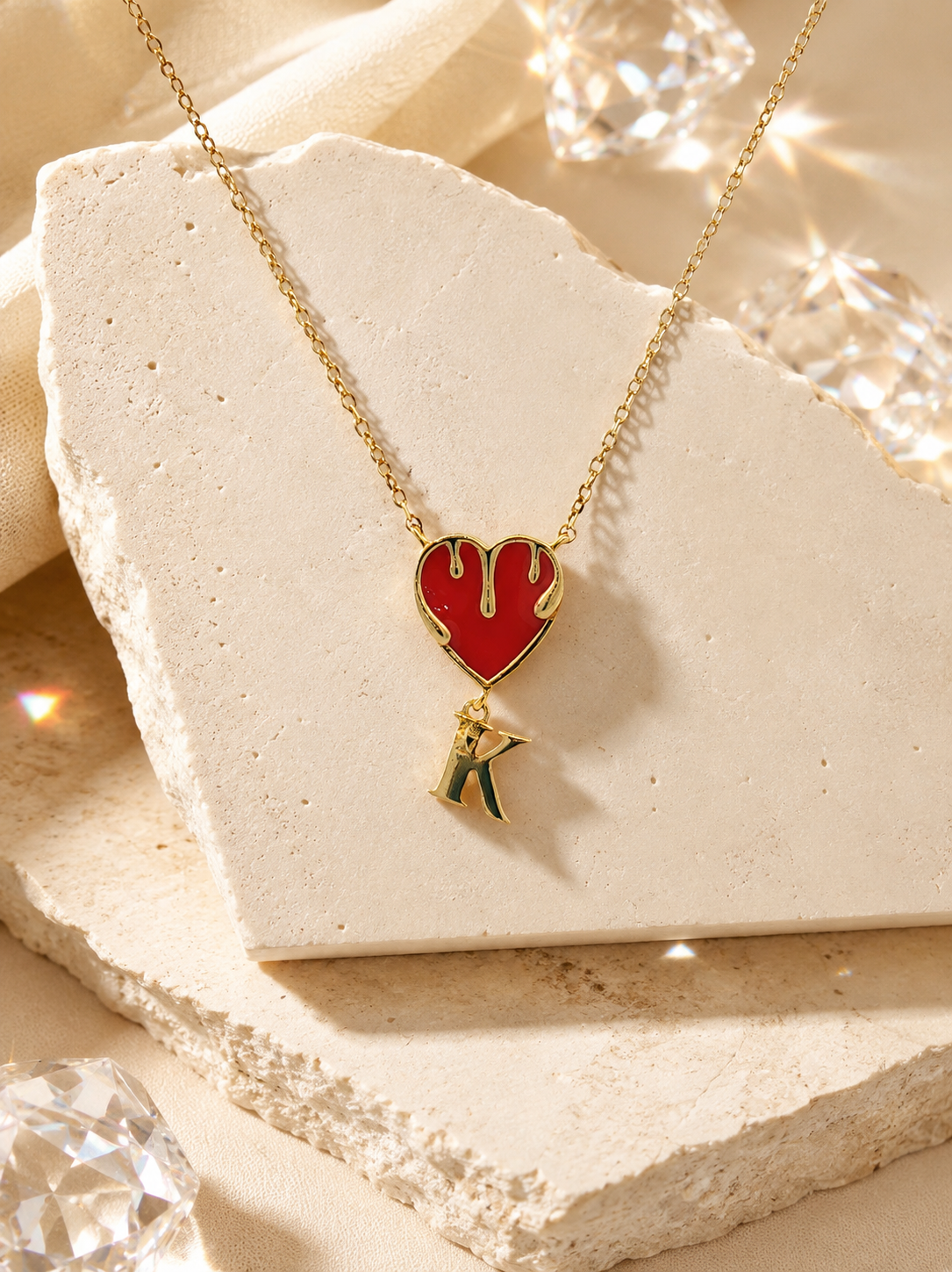 Melted Heart Initial Necklace