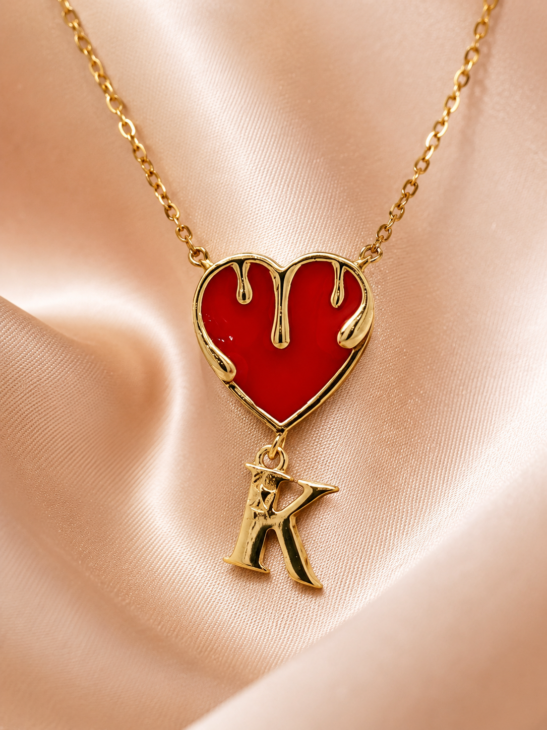 Melted Heart Initial Necklace