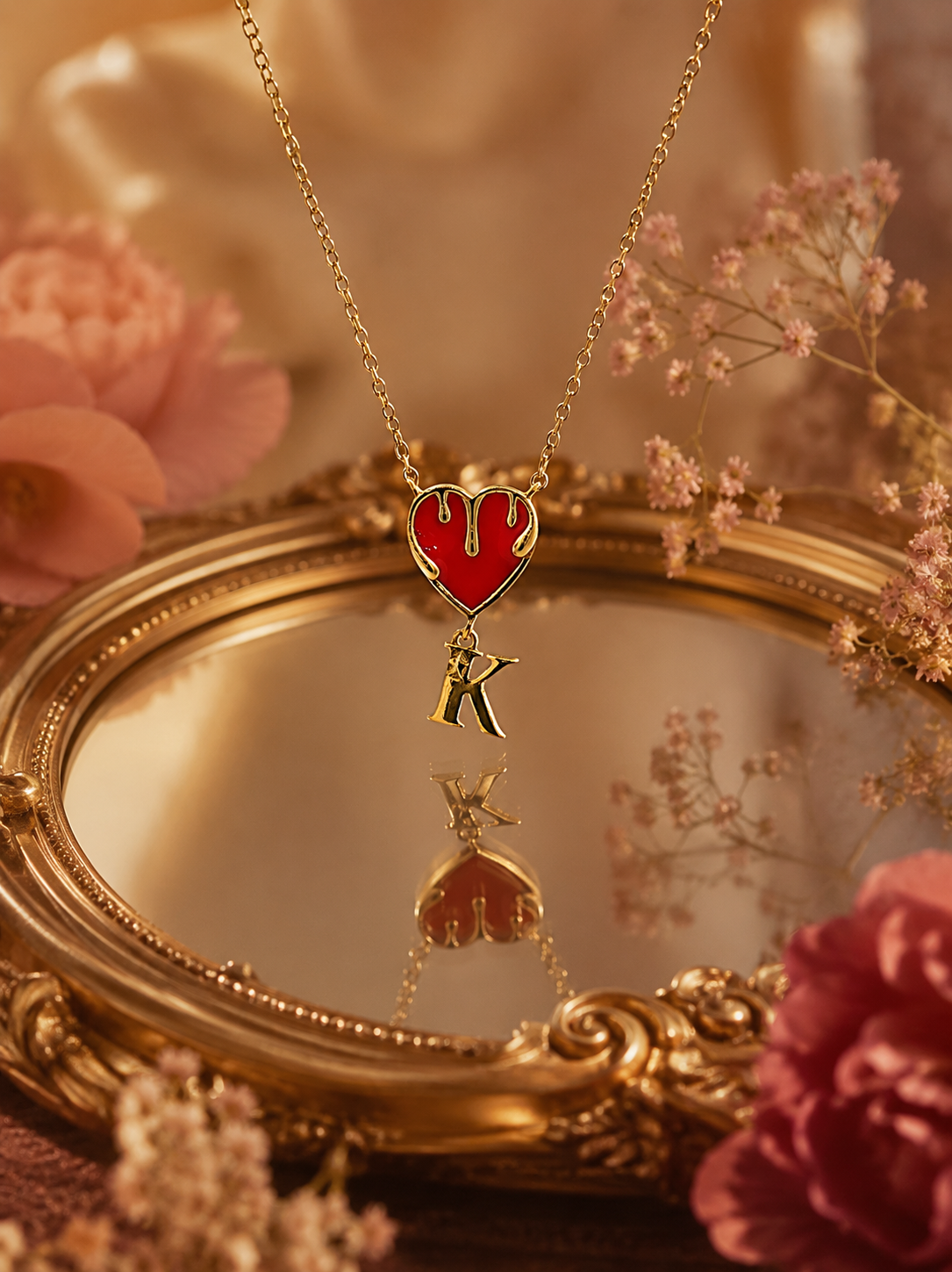 Melted Heart Initial Necklace