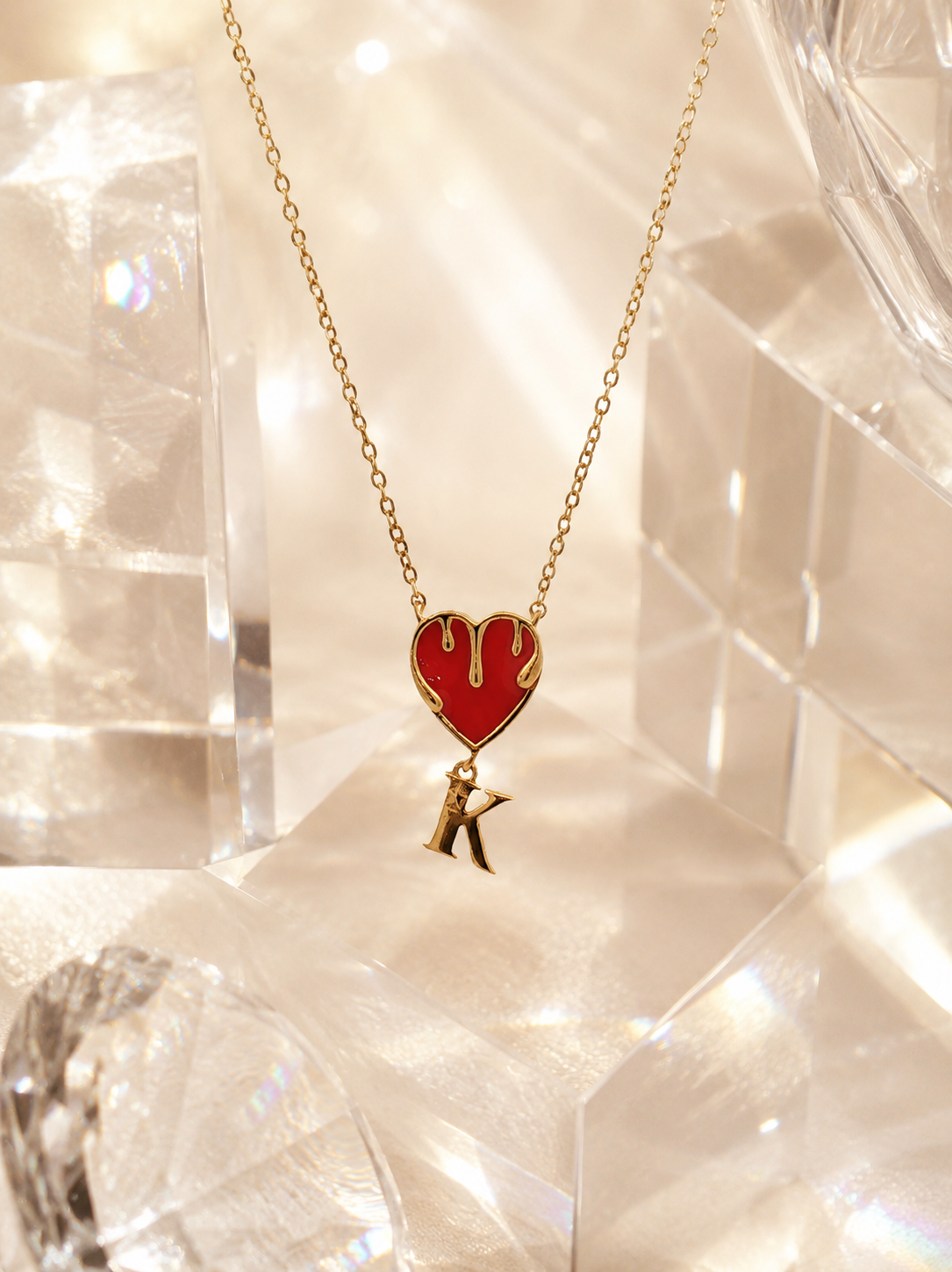 Melted Heart Initial Necklace