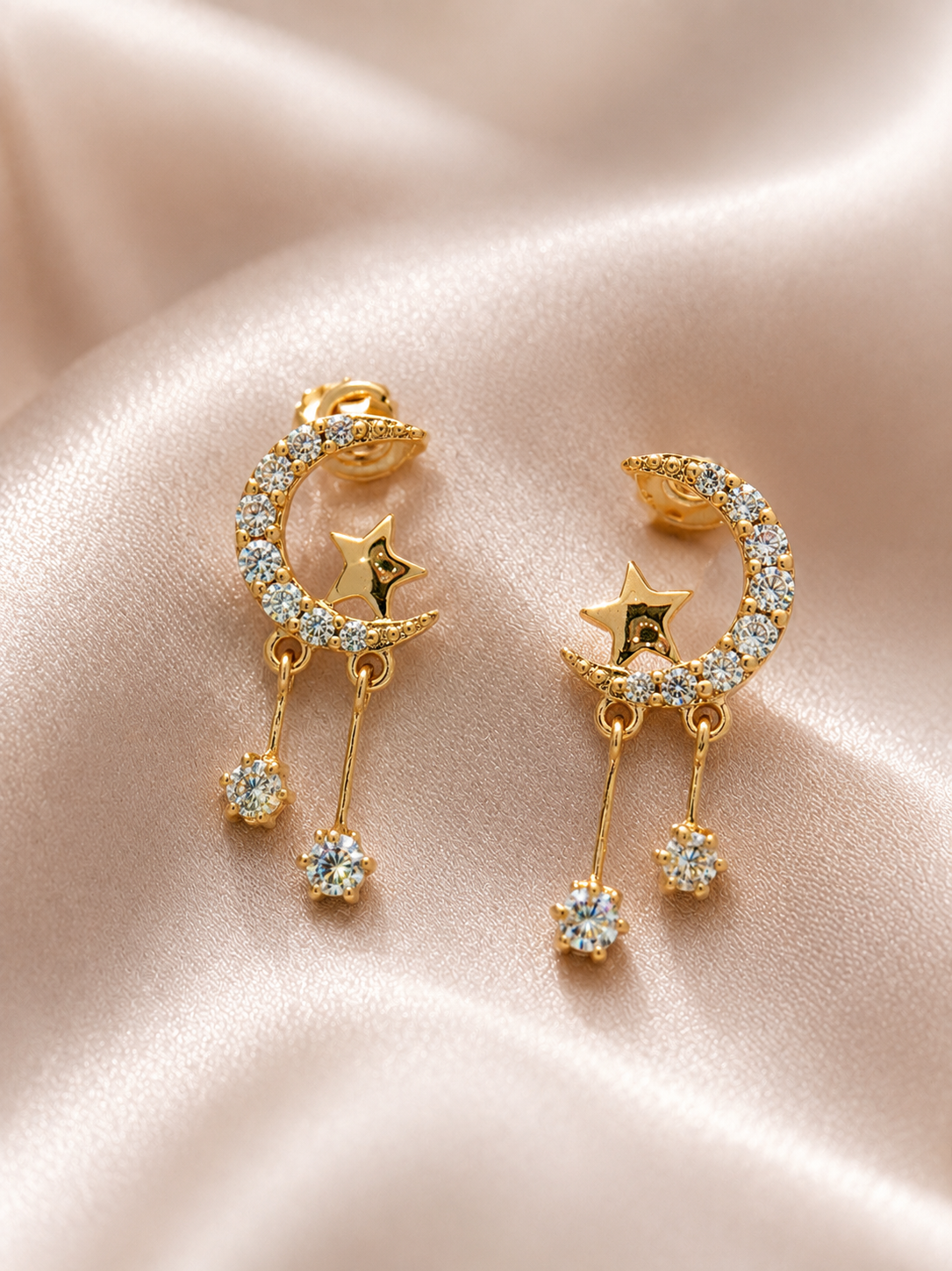Moon and Star Dangle Earrings