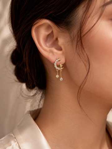 Moon and Star Dangle Earrings