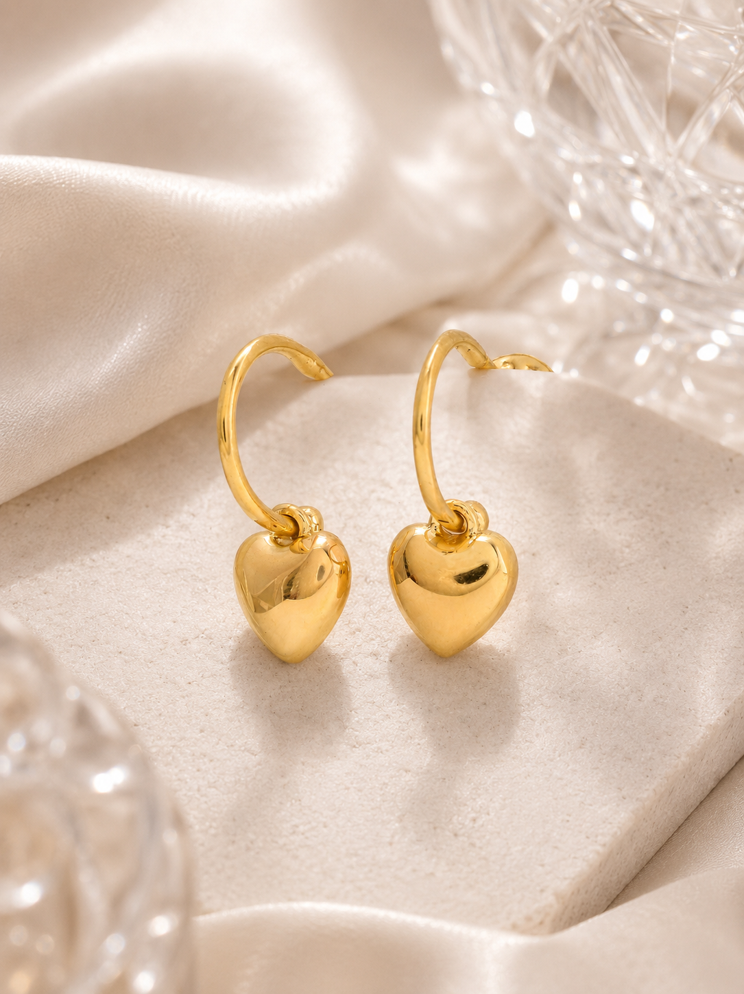 Puffy Heart Hoop Earrings