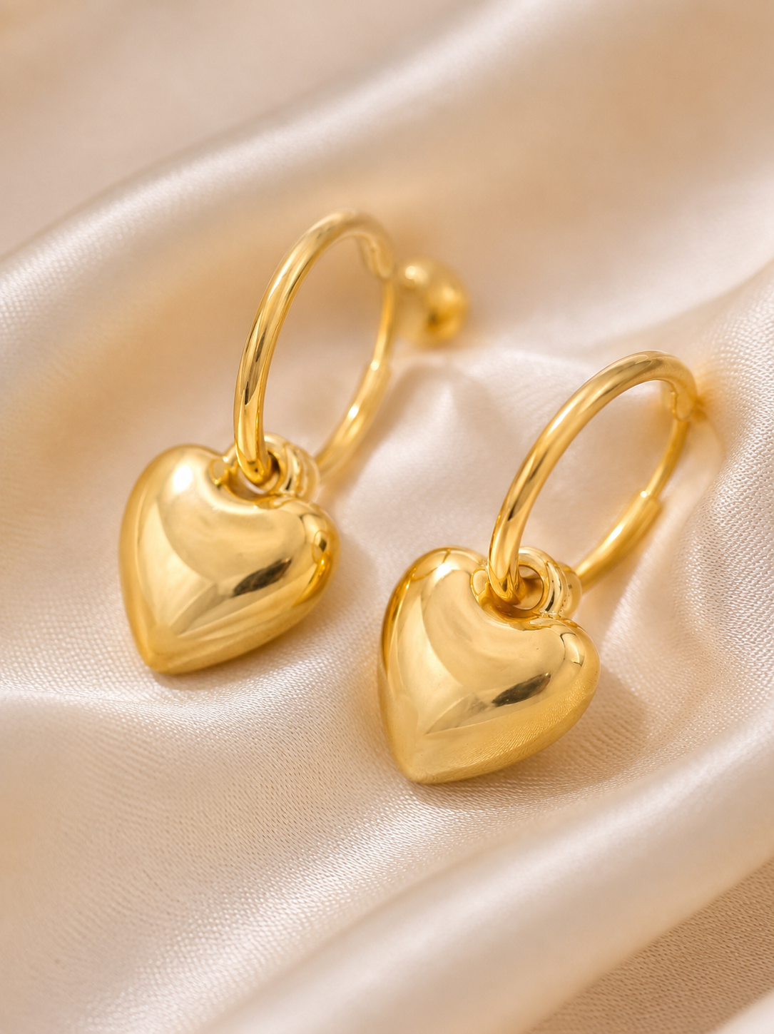 Puffy Heart Hoop Earrings