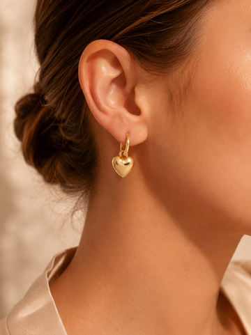Puffy Heart Hoop Earrings