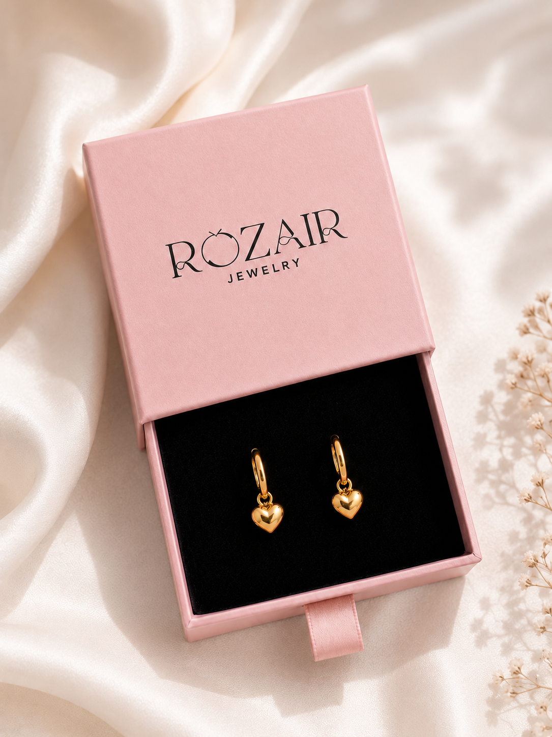 Puffy Heart Hoop Earrings