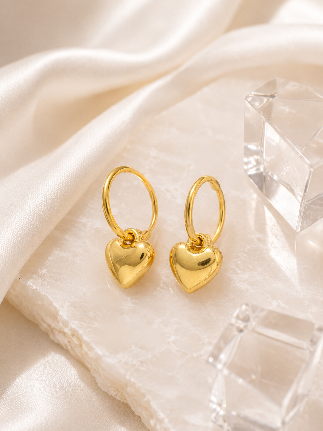 Puffy Heart Hoop Earrings