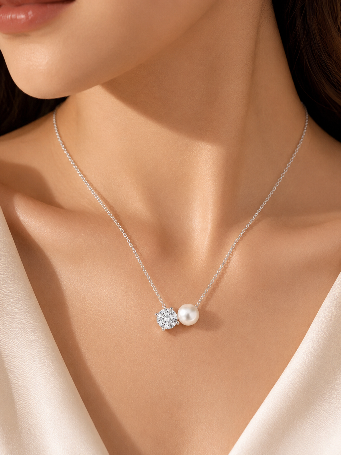 Pearl CZ Necklace