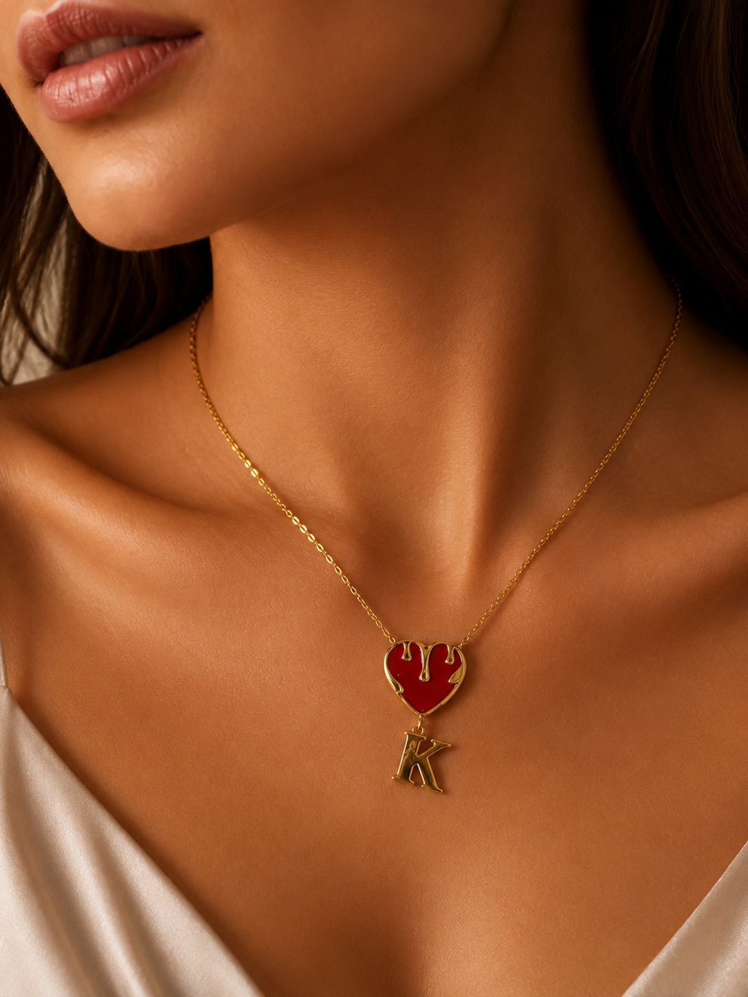 Melted Heart Initial Necklace