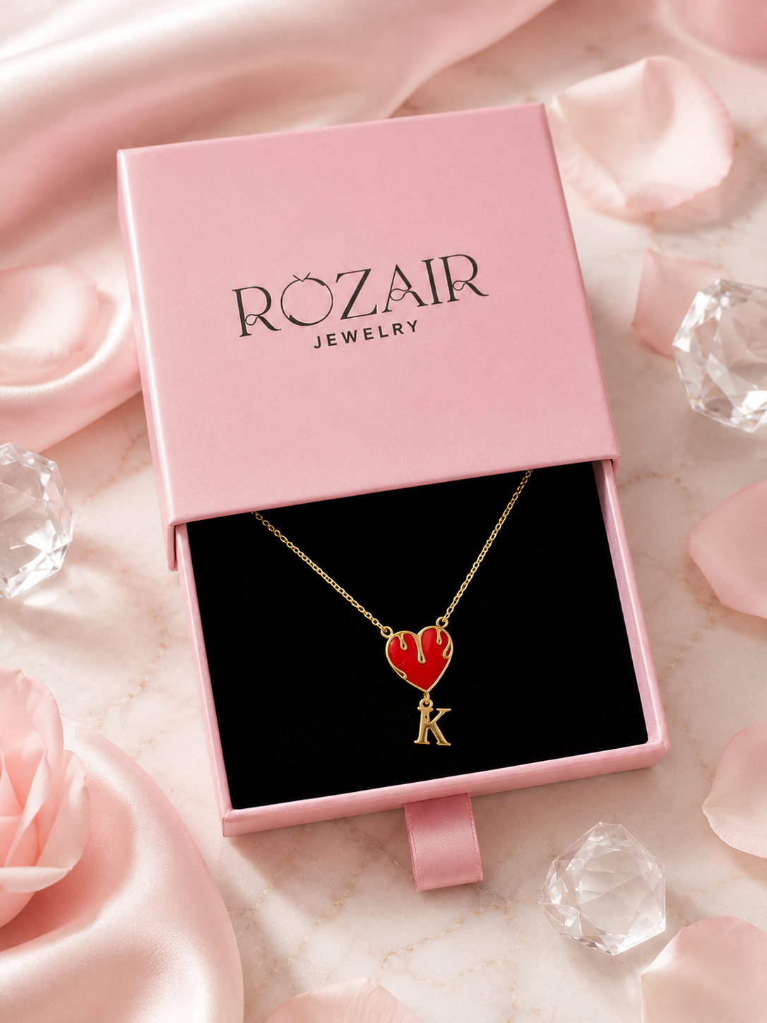 Melted Heart Initial Necklace