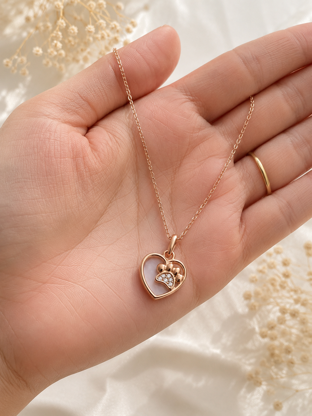 Paw Print Heart Necklace