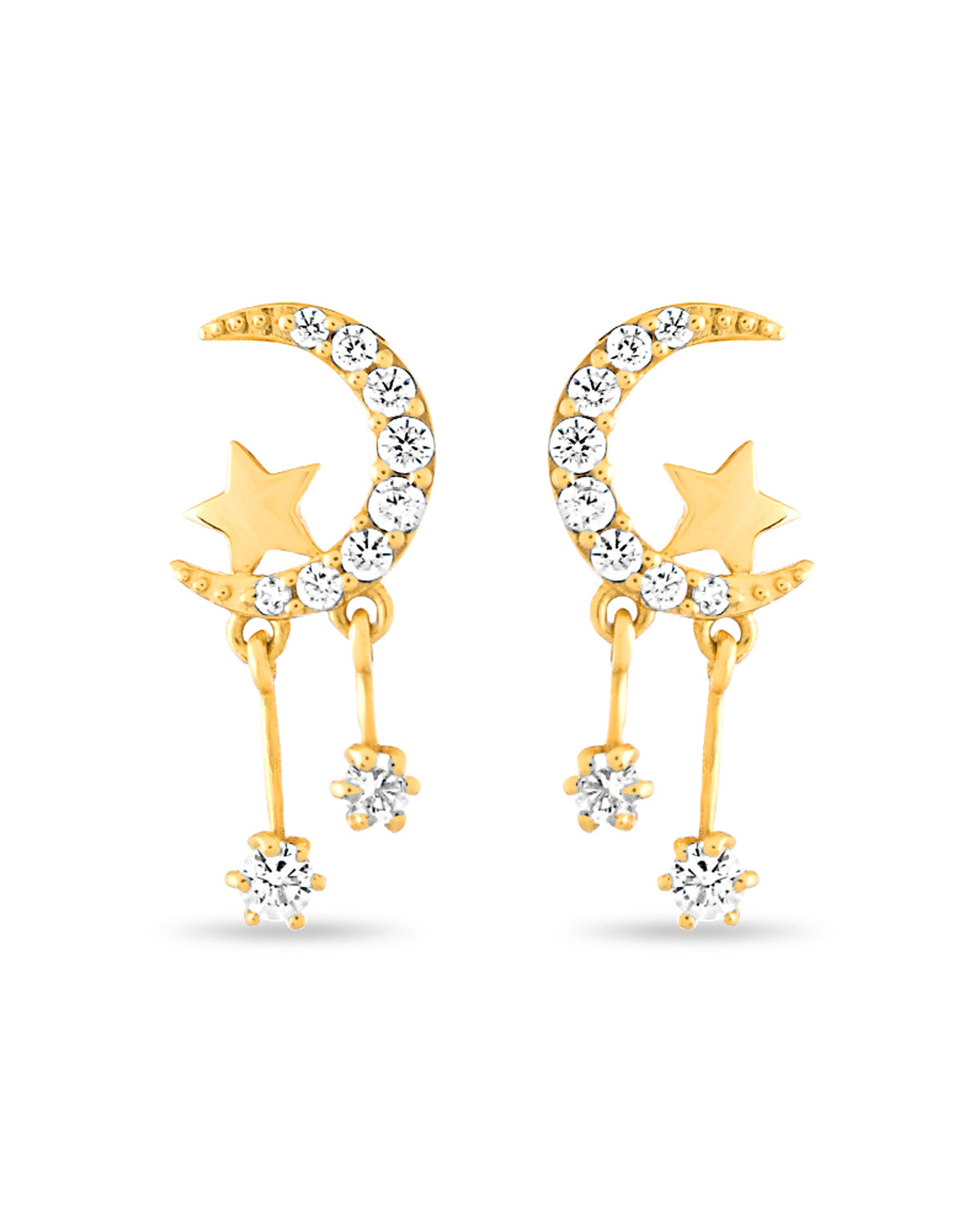 Moon and Star Dangle Earrings
