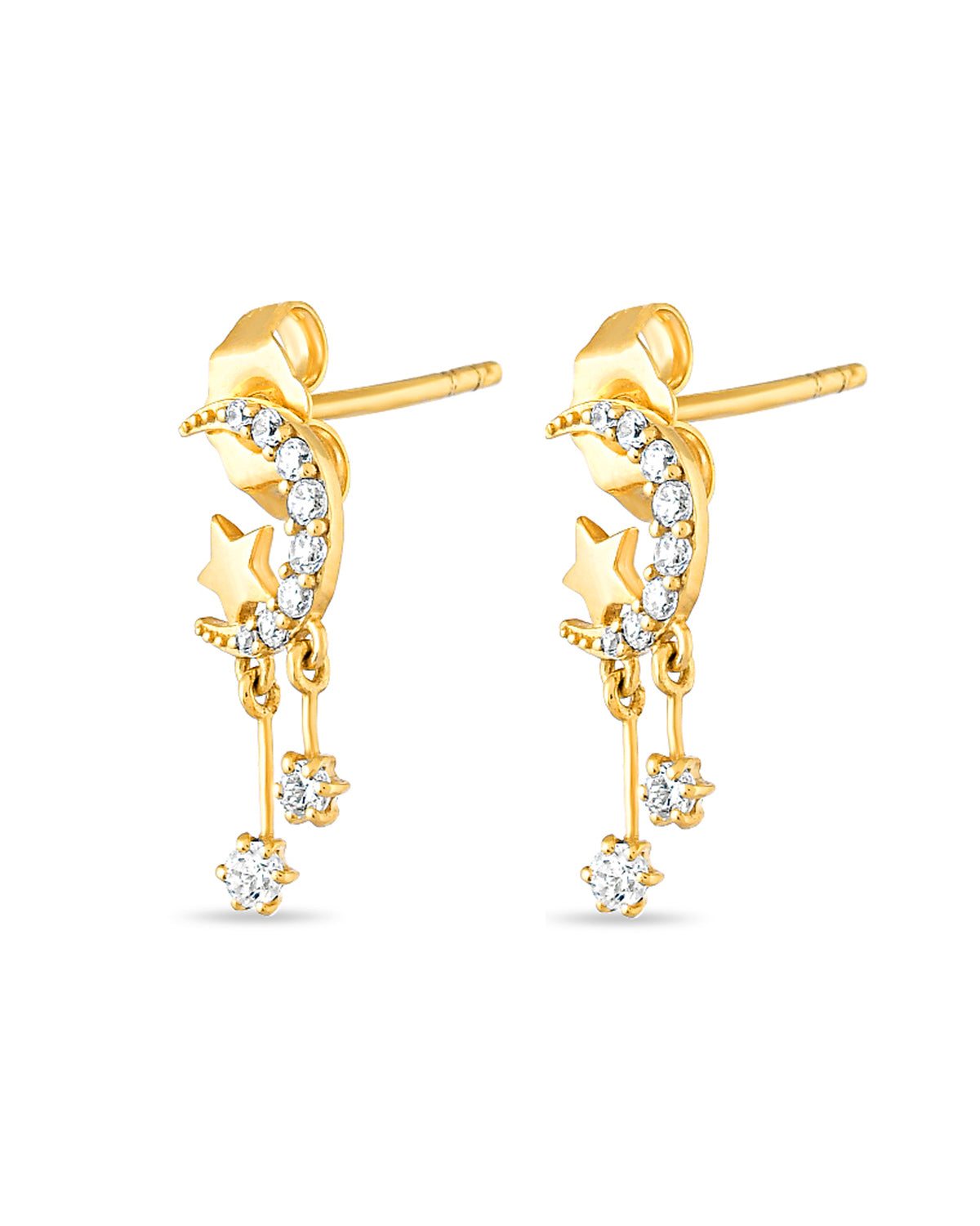 Moon and Star Dangle Earrings
