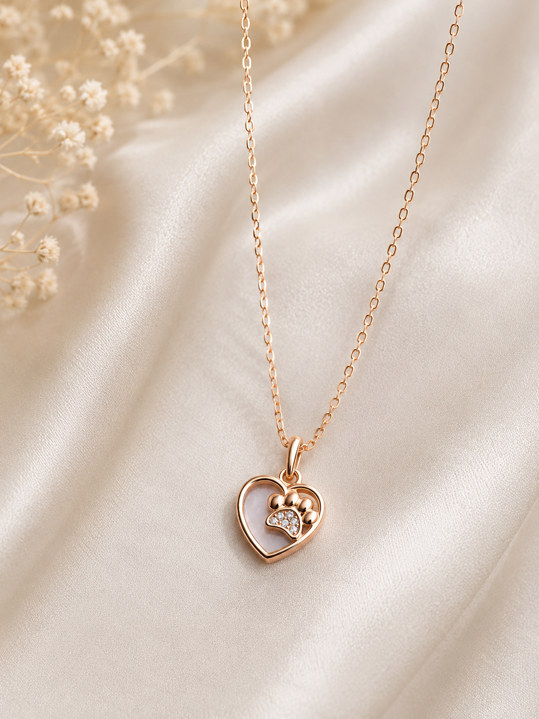 Paw Print Heart Necklace